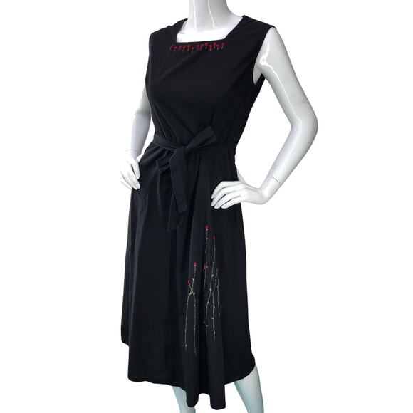 Chinchilla Womens Size 165/88A US S Dress Embroidered Floral A Line Square Neck - Picture 1 of 12